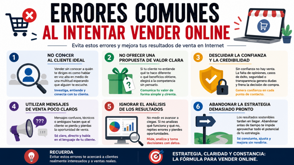 ERRORES COMUNES AL INTENTAR VENDER ONLINE